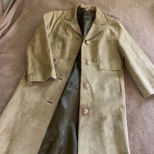 Vintage long camel suede coat